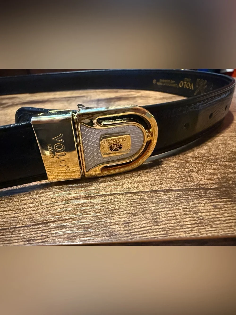 Volo Club Gold Buckle Leather Belt